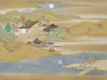 landscape around ishiyama dera and lake biwa Tosa Mitsuoki Japanese Oil Paintings